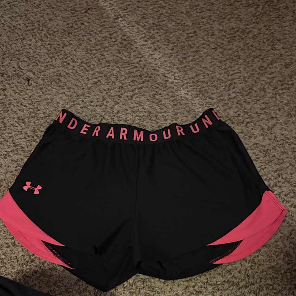 Under Armour Women's Black Shorts with Pink Trim
